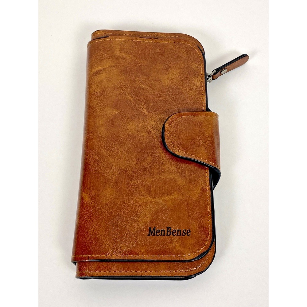 Menbense Minimalistic Oilwax PU Leather Ladies 7" Long Wallet Brown - Picture 7 of 7
